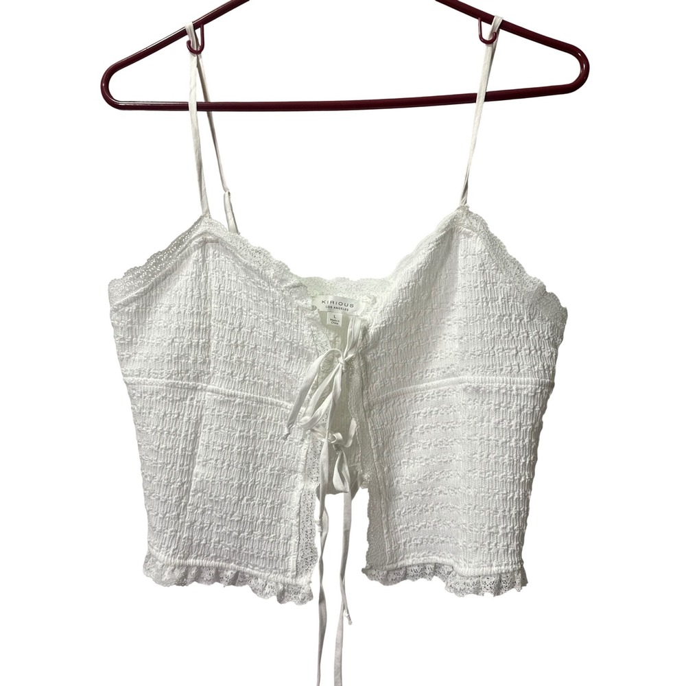 Kirious Los Angeles‎ White Lacey Top Size L
